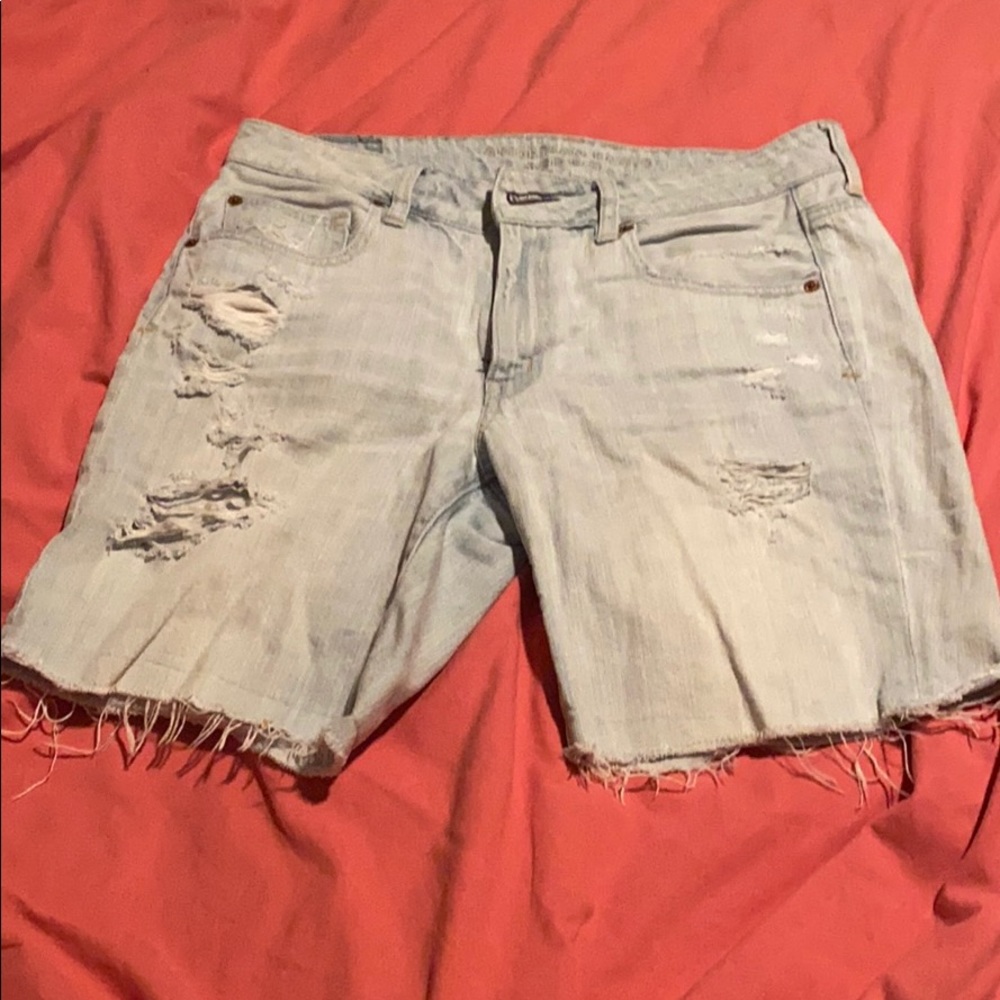 Distressed American Eagle Bermuda Denim Shorts